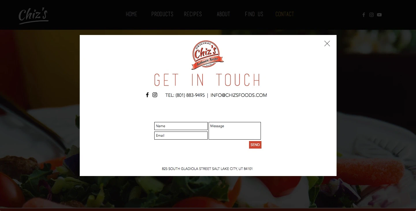 Chiz's Foods Website Design