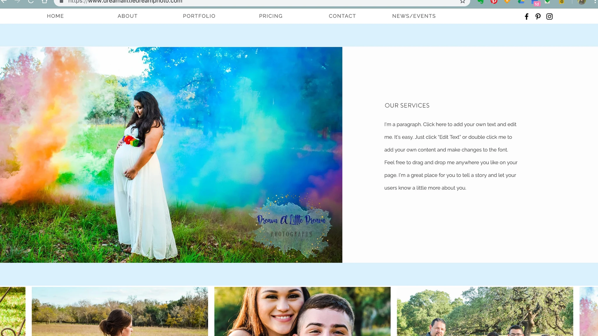 Dream a Little Dream Photography Website Design