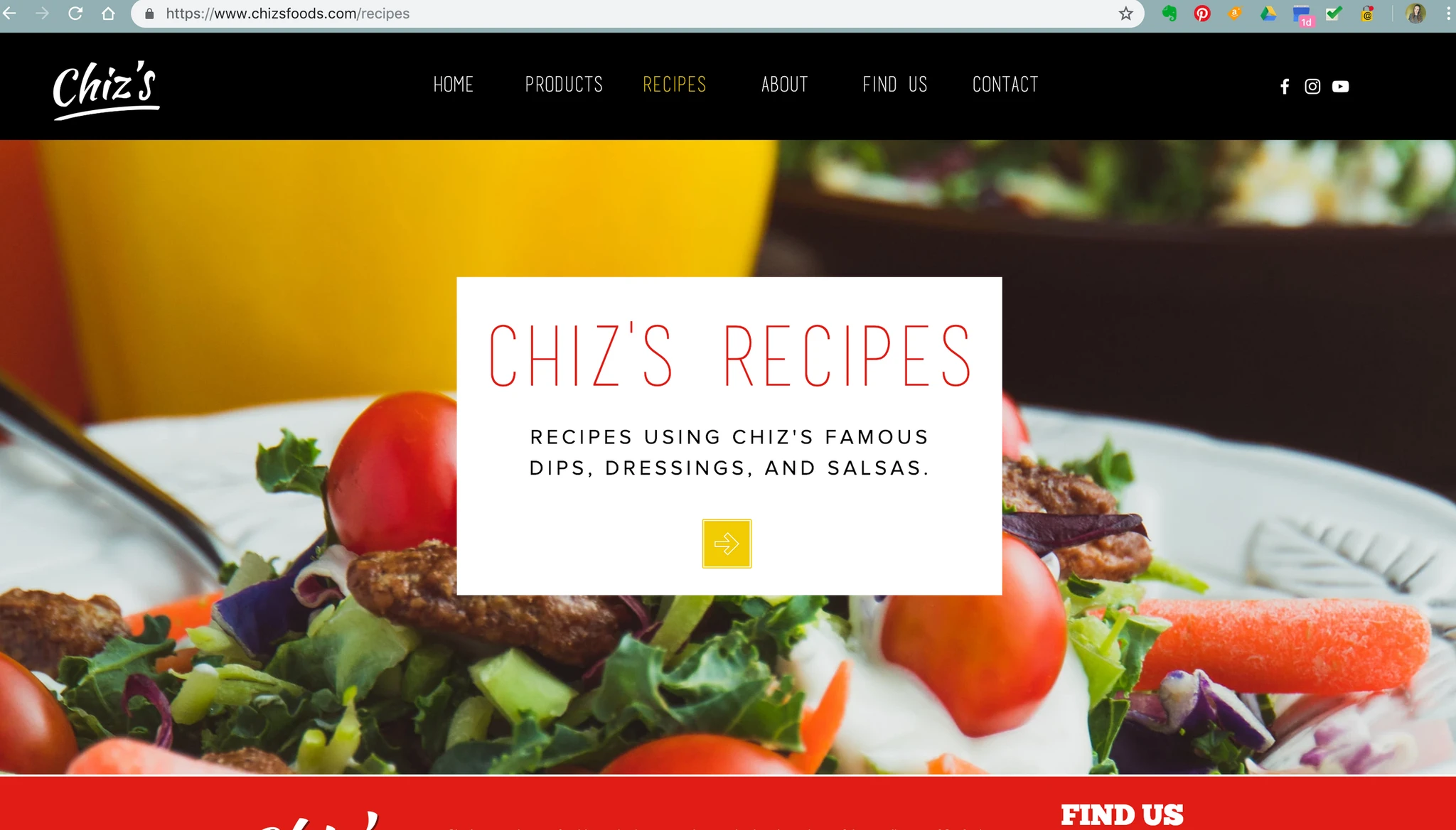 Chiz's Foods Website Design