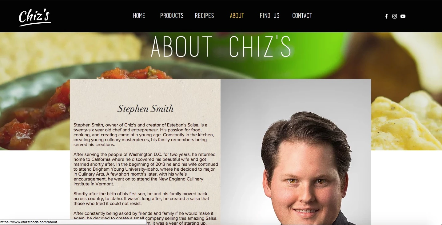 Chiz's Foods Website Design