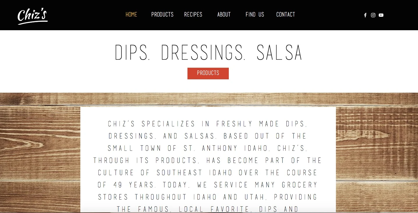 Chiz's Foods Website Design
