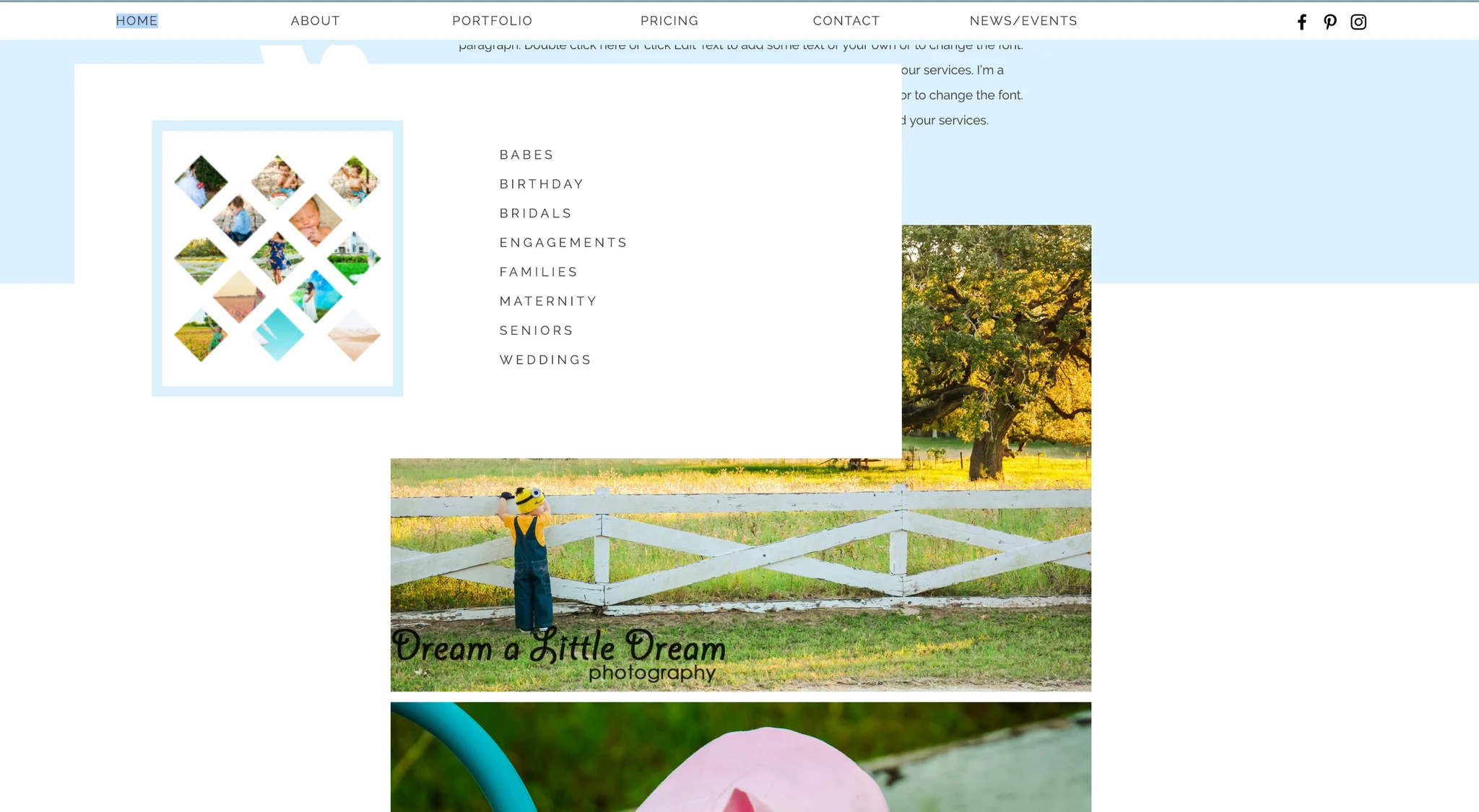 Dream a Little Dream Photography Website Design