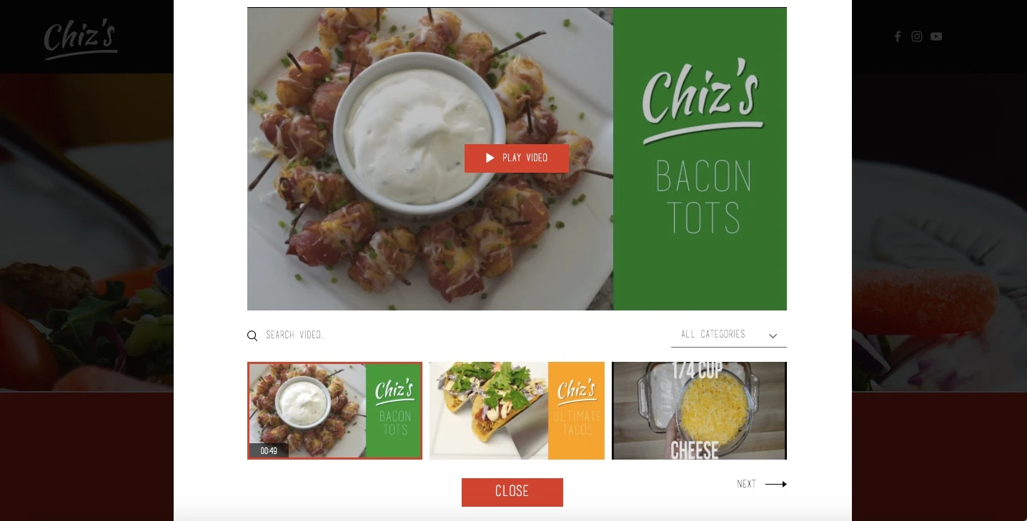 Chiz's Foods Website Design