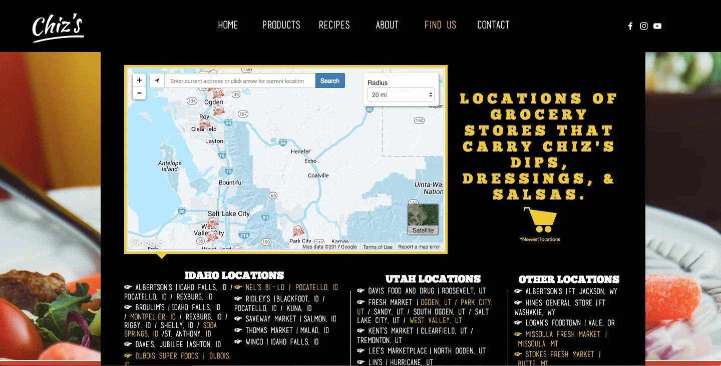 Chiz's Foods Website Design
