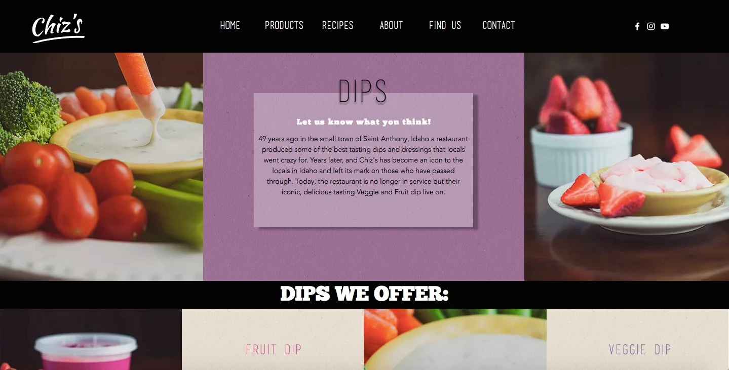 Chiz's Foods Website Design