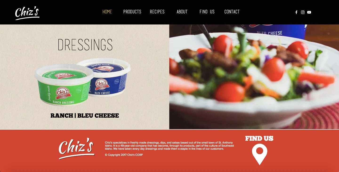 Chiz's Foods Website Design