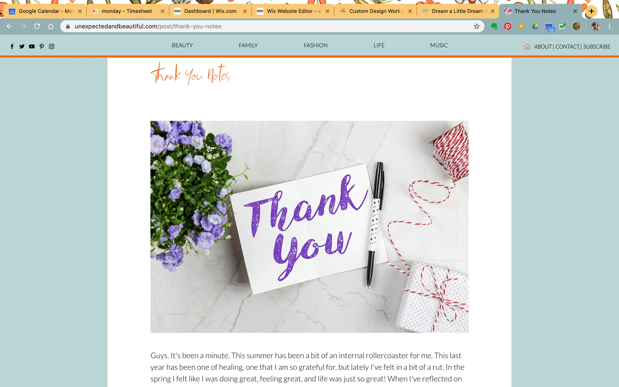 Unexpected and Beautiful Blog Design